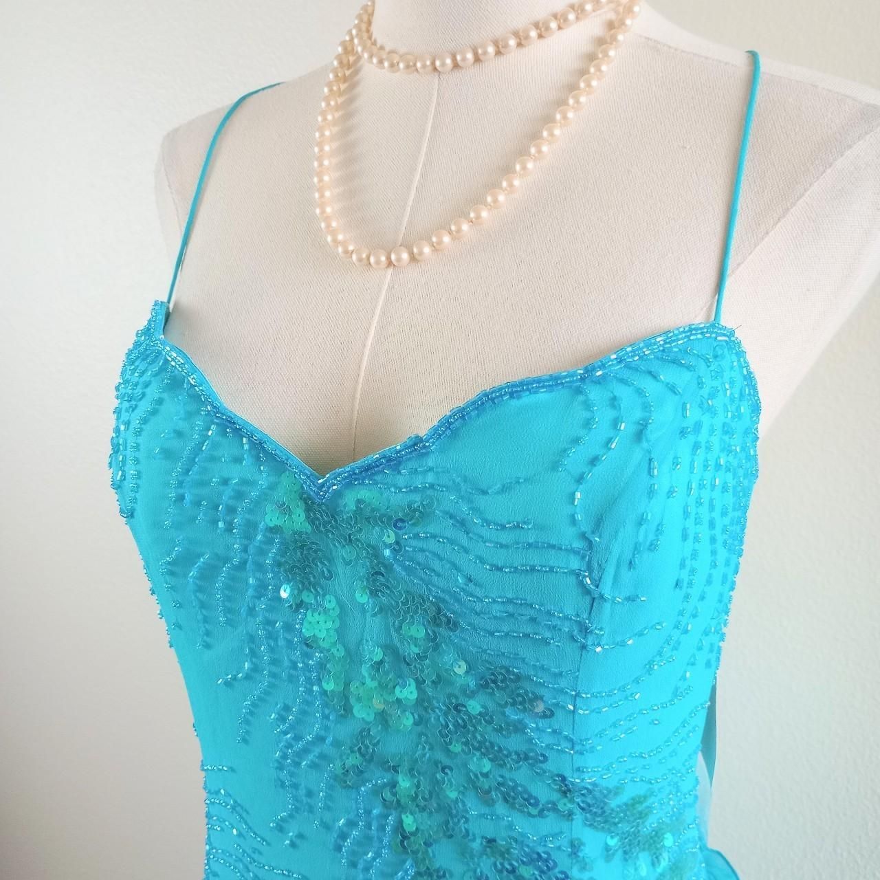 Y2k 100% Silk Beaded Sequin Mermaid Prom Dress